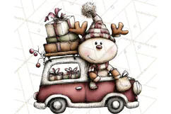 Homespun Christmas Reindeer Roadtrip PNG Clipart Product Image 3