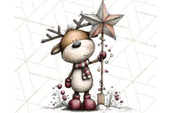 Homespun Christmas Reindeer Roadtrip PNG Clipart Product Image 4