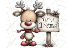 Homespun Christmas Reindeer Roadtrip PNG Clipart Product Image 3
