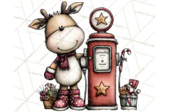 Homespun Christmas Reindeer Roadtrip PNG Clipart Product Image 5