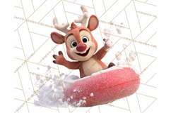 Christmas Characters Snow Tubing PNG Product Image 3