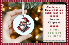 Cross Stitch Christmas Clipart. Santa Sublimation Product Image 3