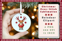 Cross Stitch Christmas Clipart. Reindeer Sublimation Product Image 4