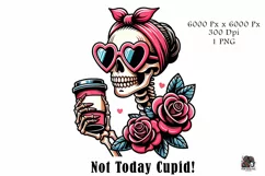 Not Today Cupid Skeleton Anti Valentine PNG Illustration Product Image 1
