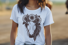 4 Floral Horse SVG Files | Sunflower Boho Line Art Designs Product Image 8