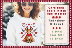 Cross Stitch Christmas Clipart. Reindeer Sublimation Product Image 2