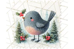 Vintage Christmas Stamp Clipart PNG Watercolor Product Image 2