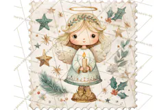 Vintage Christmas Stamp Clipart PNG Watercolor Product Image 4