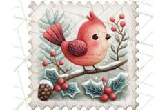 Vintage Christmas Stamp Clipart PNG Watercolor Product Image 5