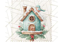 Vintage Christmas Stamp Clipart PNG Watercolor Product Image 2