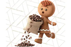 Cozy Christmas Bakery Gingerbread Clip Art PNG Festive Mini Product Image 5