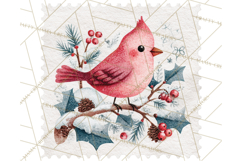 Vintage Christmas Stamp Clipart PNG Watercolor Product Image 5