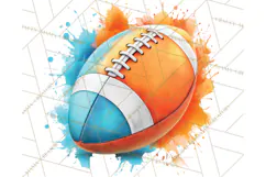 Football Clipart PNG with Team Color Paint Splash Design Product Image 2