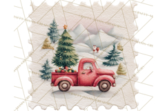 Vintage Christmas Stamp Clipart PNG Watercolor Product Image 2