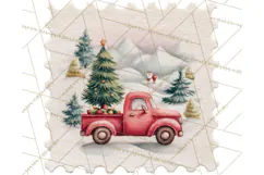 Vintage Christmas Stamp Clipart PNG Watercolor Product Image 2