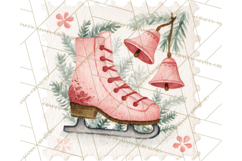 Vintage Christmas Stamp Clipart PNG Watercolor Product Image 5