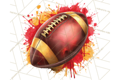 Football Clipart PNG with Team Color Paint Splash Design Product Image 3
