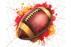 Football Clipart PNG with Team Color Paint Splash Design Product Image 3