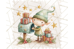 Vintage Christmas Stamp Clipart PNG Watercolor Product Image 3