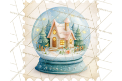 Vintage Christmas Stamp Clipart PNG Watercolor Product Image 2