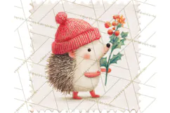 Vintage Christmas Stamp Clipart PNG Watercolor Product Image 4