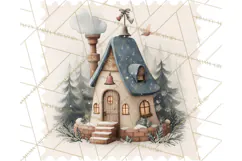 Vintage Christmas Stamp Clipart PNG Watercolor Product Image 4