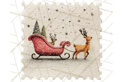 Vintage Christmas Stamp Clipart PNG Watercolor Product Image 3