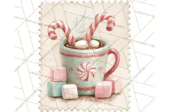 Vintage Christmas Stamp Clipart PNG Watercolor Product Image 5