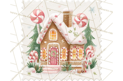 Vintage Christmas Stamp Clipart PNG Watercolor Product Image 2