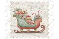 Vintage Christmas Stamp Clipart PNG Watercolor Product Image 3