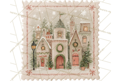 Vintage Christmas Stamp Clipart PNG Watercolor Product Image 3