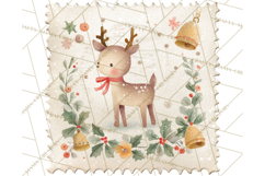 Vintage Christmas Stamp Clipart PNG Watercolor Product Image 4