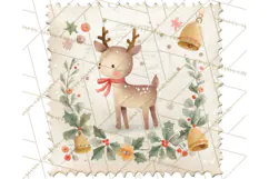 Vintage Christmas Stamp Clipart PNG Watercolor Product Image 4