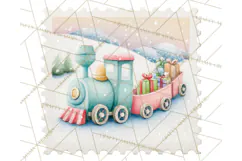 Vintage Christmas Stamp Clipart PNG Watercolor Product Image 2