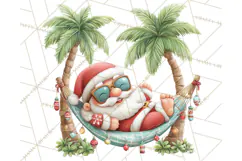 Tropical Santa Clipart Beach Christmas Clip Art Holiday PNG Product Image 3