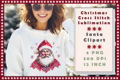 Cross Stitch Christmas Clipart. Santa Sublimation Product Image 5