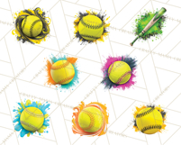 Softball Clipart PNG with Team Color Paint Splash Design Product Image 5