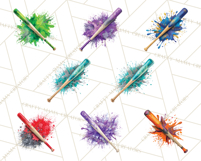 Softball Clipart PNG with Team Color Paint Splash Design Product Image 7