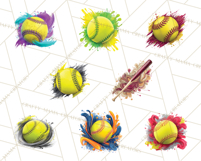 Softball Clipart PNG with Team Color Paint Splash Design Product Image 2
