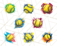 Softball Clipart PNG with Team Color Paint Splash Design Product Image 3