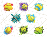 Softball Clipart PNG with Team Color Paint Splash Design Product Image 4