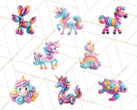 Bright Balloon Animals Clipart PNG Shiny Candy Colors Product Image 4