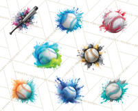 Baseball Clipart PNG with Team Color Paint Splash Background Product Image 6