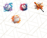 Baseball Clipart PNG with Team Color Paint Splash Background Product Image 8