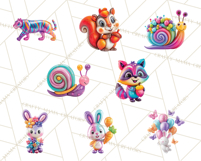 Bright Balloon Animals Clipart PNG Shiny Candy Colors Product Image 6