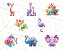 Bright Balloon Animals Clipart PNG Shiny Candy Colors Product Image 3
