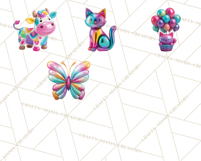 Bright Balloon Animals Clipart PNG Shiny Candy Colors Product Image 2