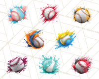 Baseball Clipart PNG with Team Color Paint Splash Background Product Image 2