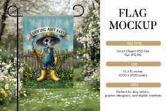 PSD Floral Garden Flag Mockup Product Image 2