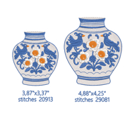 Chinoiserie Vase with Birds Embroidery Design Product Image 2